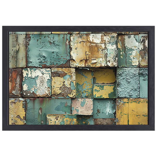 Verweerd abstract patroon schilderij met kleuren canvas met baklijst