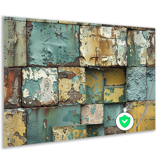 Verweerd abstract patroon schilderij met kleurenposter