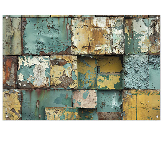 Verweerd abstract patroon schilderij met kleuren tuinposter