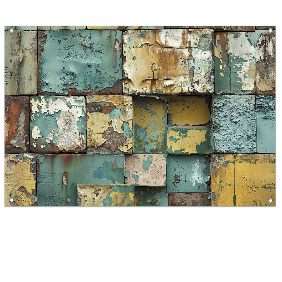 Verweerd abstract patroon schilderij met kleuren tuinposter