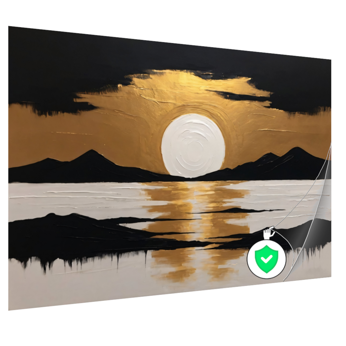 Gouden Reflecties bij Zonsondergang in de Bergen poster