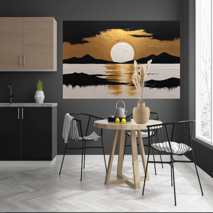 Gouden Reflecties bij Zonsondergang in de Bergen poster