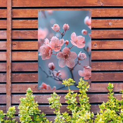 Zachtroze Bloesems op Slanke Takken tuinposter