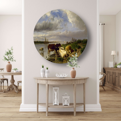 Landschap met vee - Anton Mauve aluminium muurcirkel