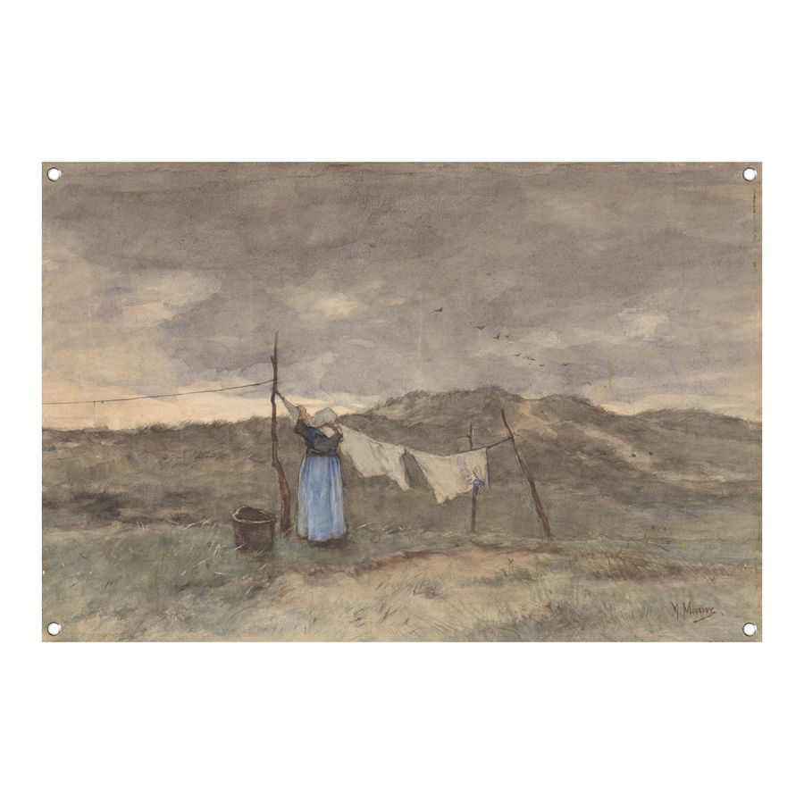 Vrouw bij een waslijn in de duinen - Anton Mauve tuinposter
