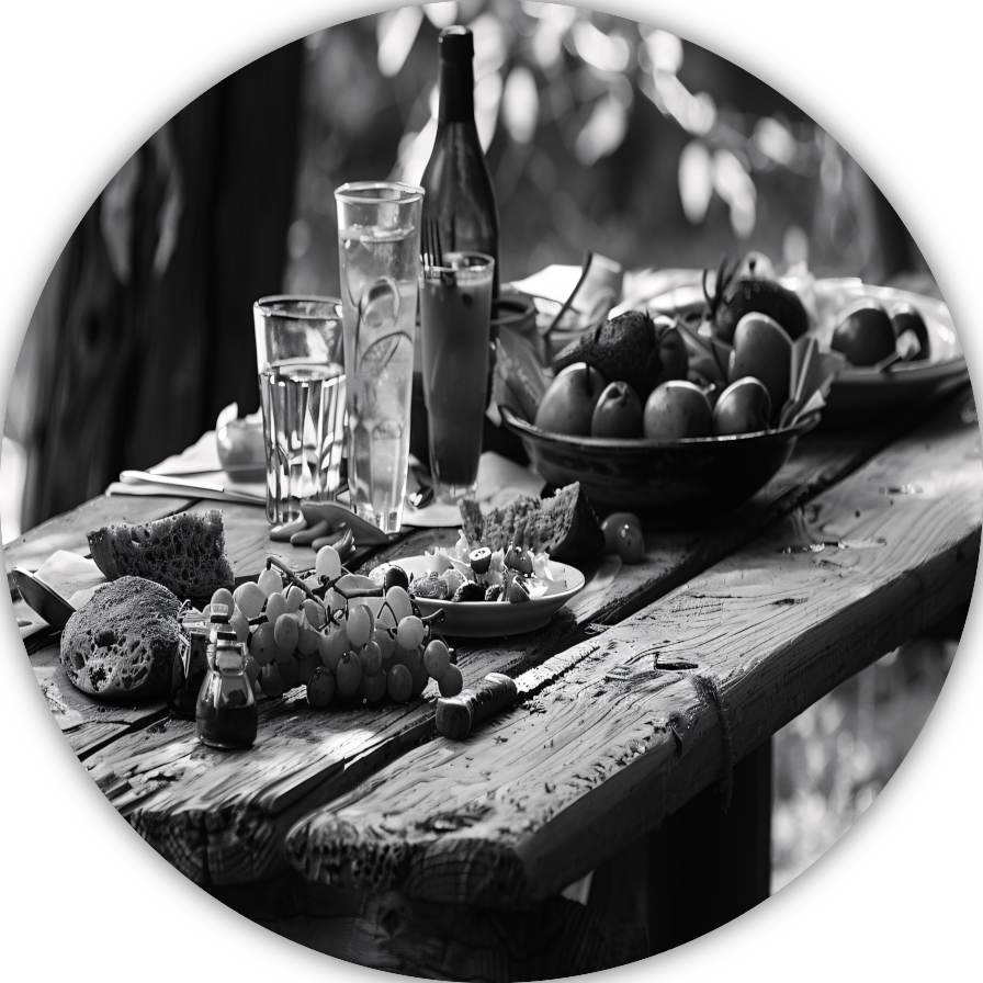 Minimalistische picknicktafel aluminium muurcirkel