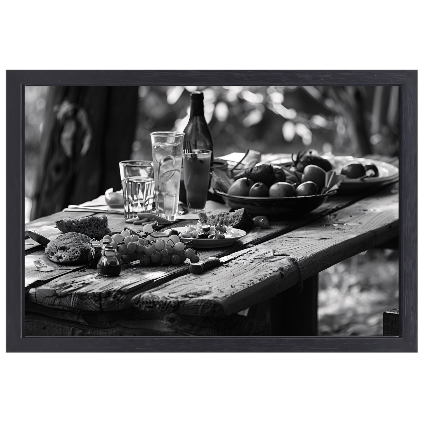 Minimalistische picknicktafel canvas met baklijst