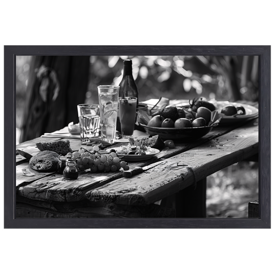 Minimalistische picknicktafel canvas met baklijst