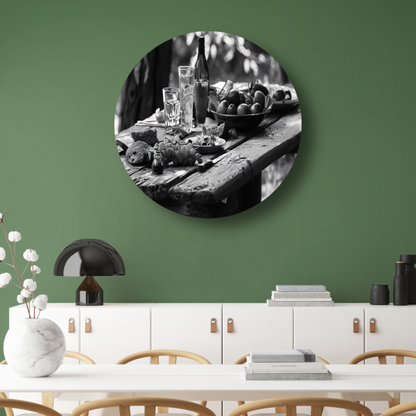 Minimalistische picknicktafel aluminium muurcirkel