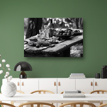 Minimalistische picknicktafel canvas met baklijst