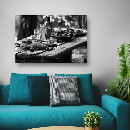 Minimalistische picknicktafel canvas met baklijst