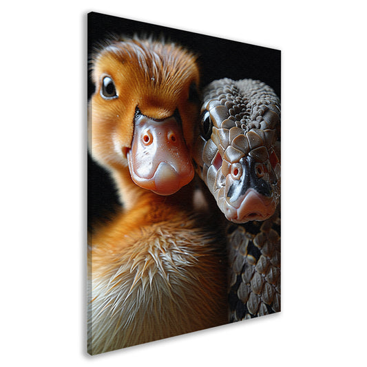 Eend en slang: Onverwachte vriendschap canvas