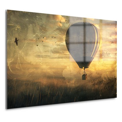 Luchtballon boven impressionistisch landschap acrylglas