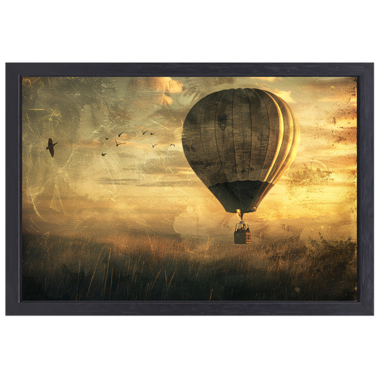 Luchtballon boven impressionistisch landschap canvas met baklijst