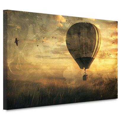Luchtballon boven impressionistisch landschap canvas