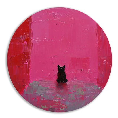 Minimalistische hond tegen roze achtergrond schilderij forex muurcirkel