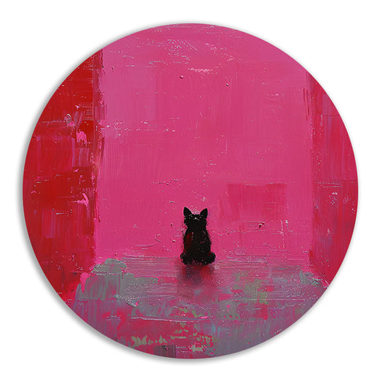Minimalistische hond tegen roze achtergrond schilderij forex muurcirkel