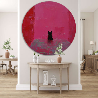 Minimalistische hond tegen roze achtergrond schilderij forex muurcirkel
