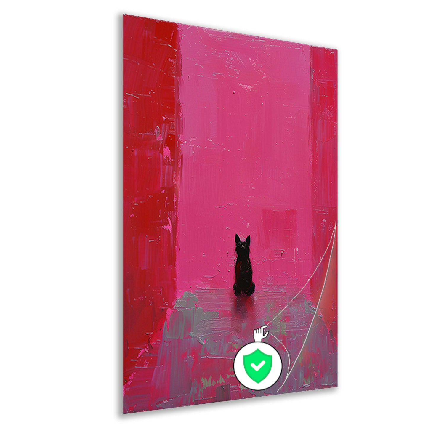 Minimalistische hond tegen roze achtergrond schilderij poster