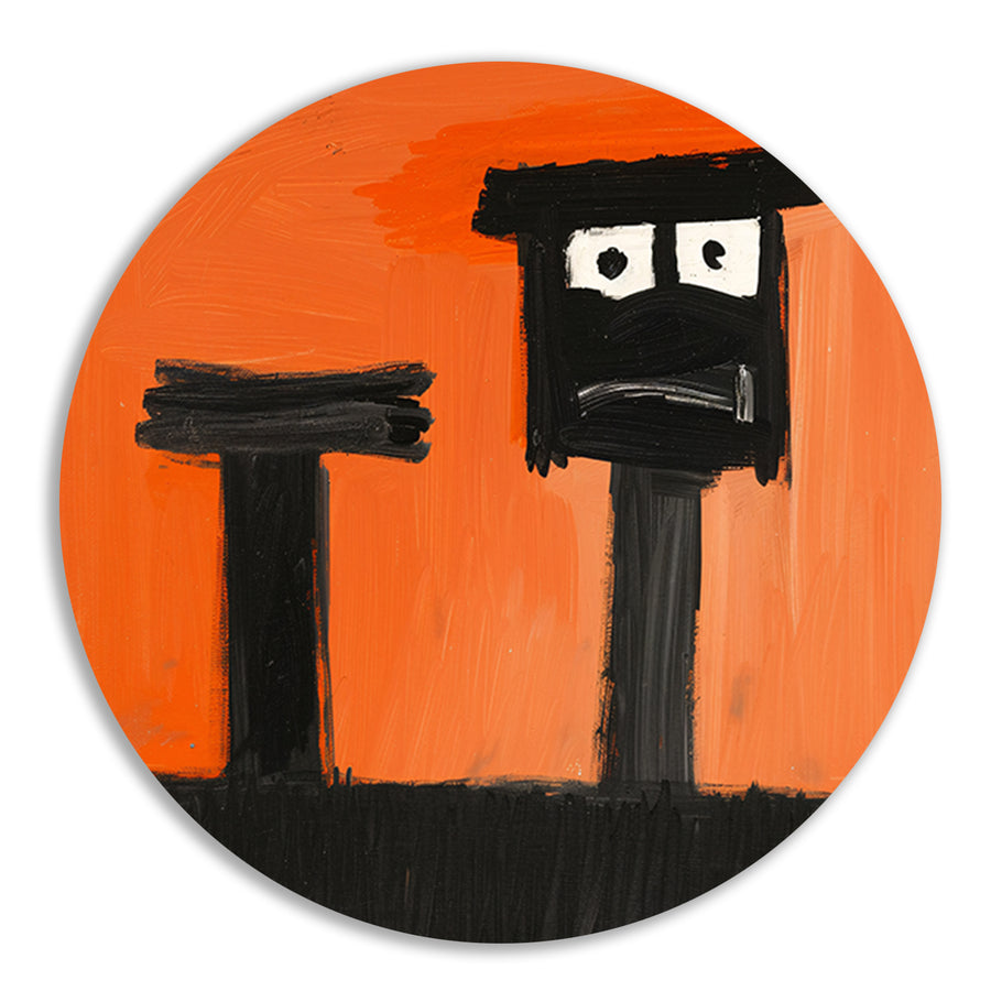 Abstract Portret op Oranje Achtergrond forex muurcirkel
