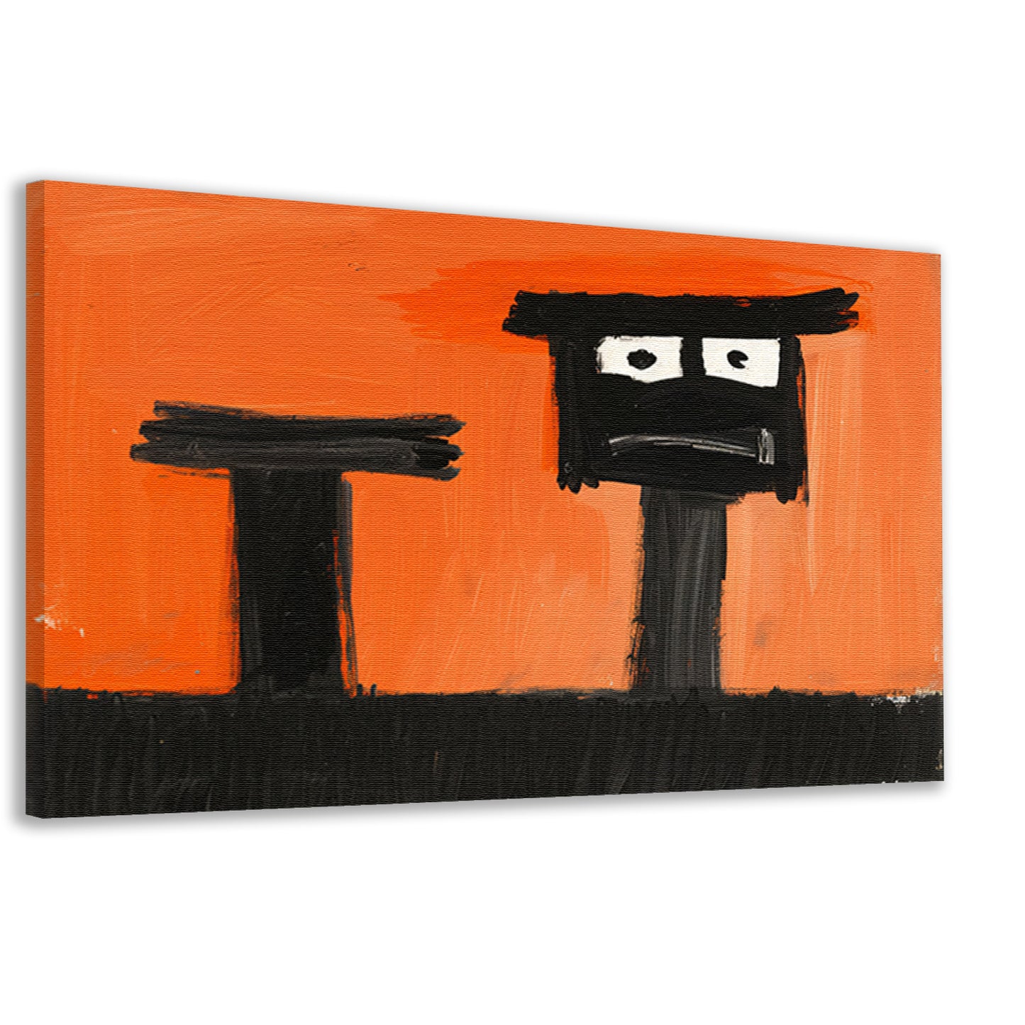Abstract Portret op Oranje Achtergrond canvas