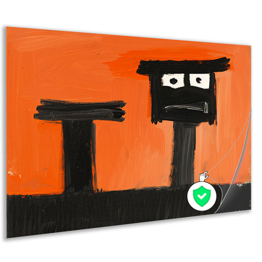 Abstract Portret op Oranje Achtergrond poster