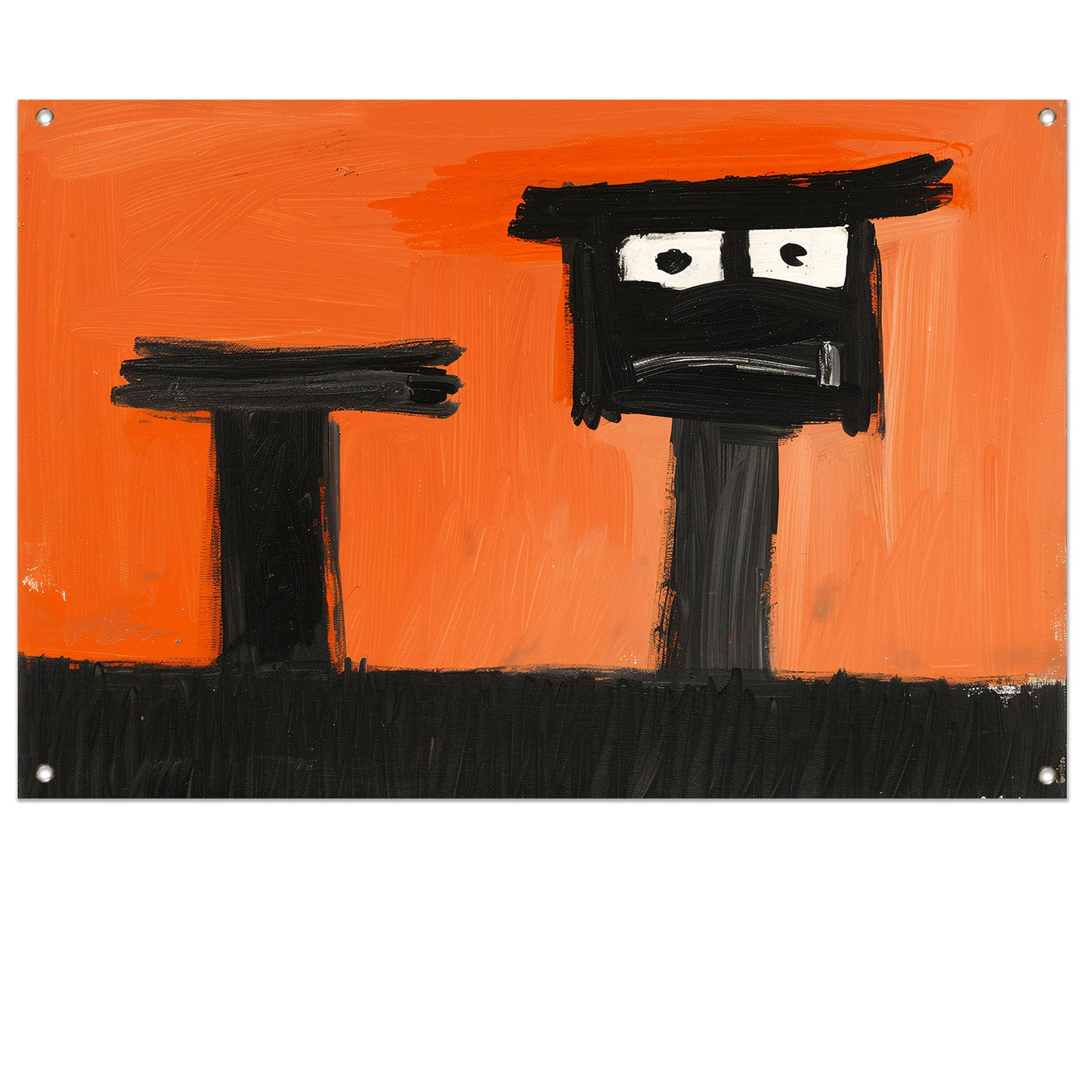 Abstract Portret op Oranje Achtergrond tuinposter