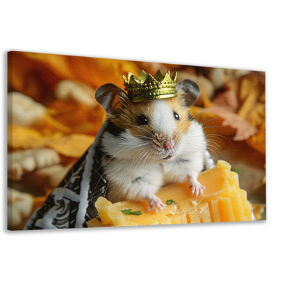 Hamster met kroon en kaas close-up canvas