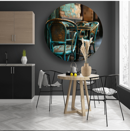 Minimalistisch terrasmeubilair aluminium muurcirkel