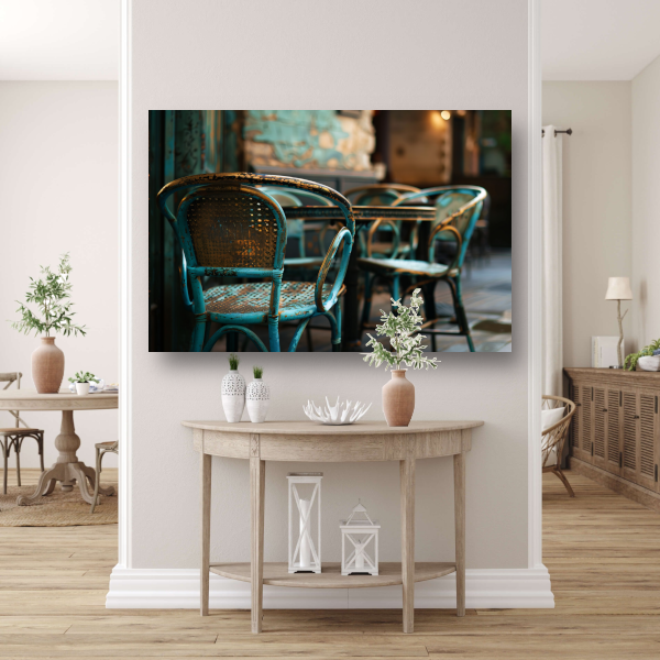 Minimalistisch terrasmeubilair canvas met baklijst