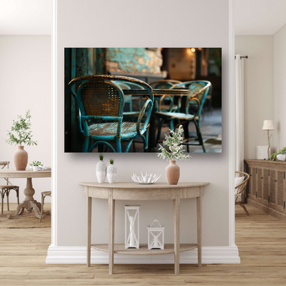 Minimalistisch terrasmeubilair canvas met baklijst