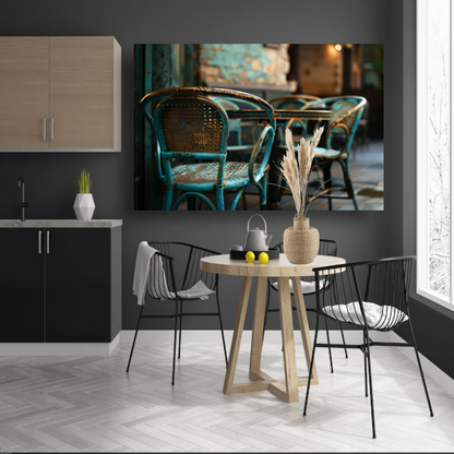 Minimalistisch terrasmeubilair canvas met baklijst