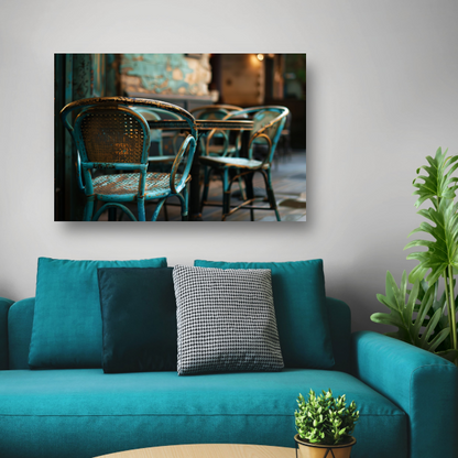 Minimalistisch terrasmeubilair canvas met baklijst