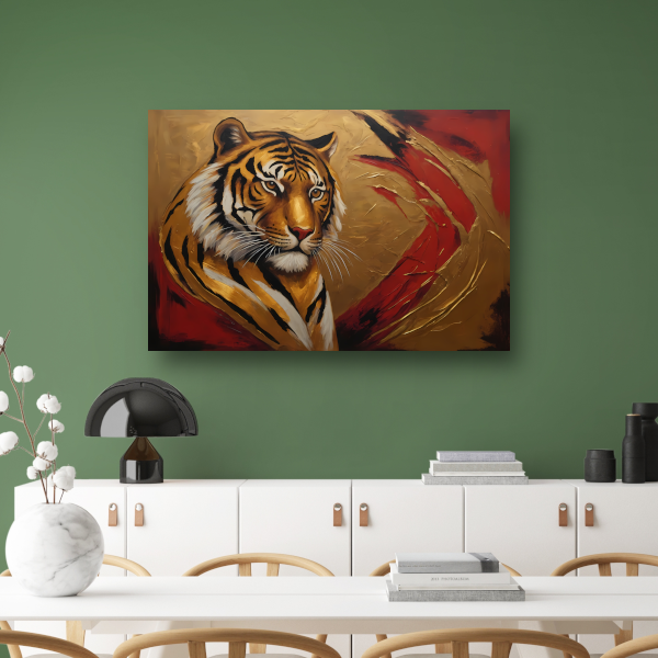 Gouden Tijger Moderne Kunst op Rood poster