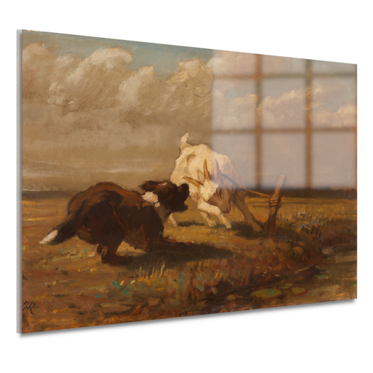 Geiten en Hond Vechtend - Henriëtte Ronner-Knip acrylglas