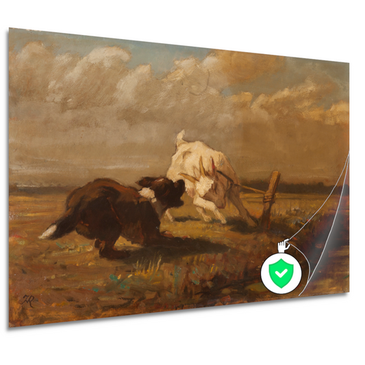 Geiten en Hond Vechtend - Henriëtte Ronner-Knip poster