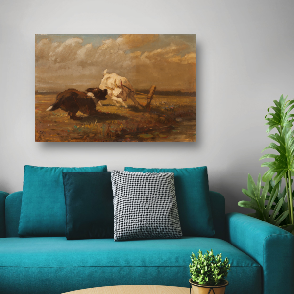 Geiten en Hond Vechtend - Henriëtte Ronner-Knip poster