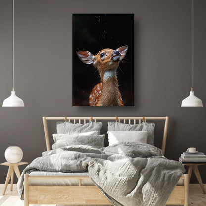 Jonge hert in de regen poster