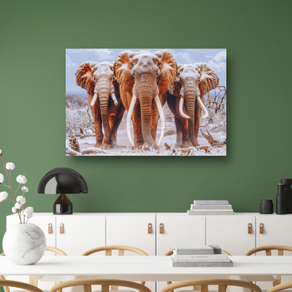 Olifantenfamilie in winterlandschap canvas