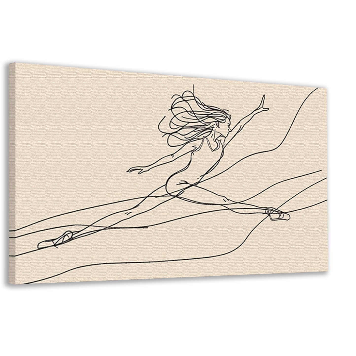 Gracieus danseres lijntekening in sprong canvas