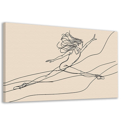 Gracieus danseres lijntekening in sprong canvas