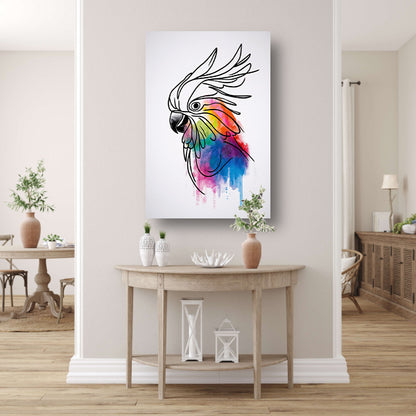 Kleurrijke Kaketoe in Moderne Lijnkunst poster