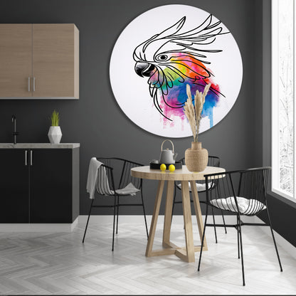 Kleurrijke Kaketoe in Moderne Lijnkunst forex muurcirkel