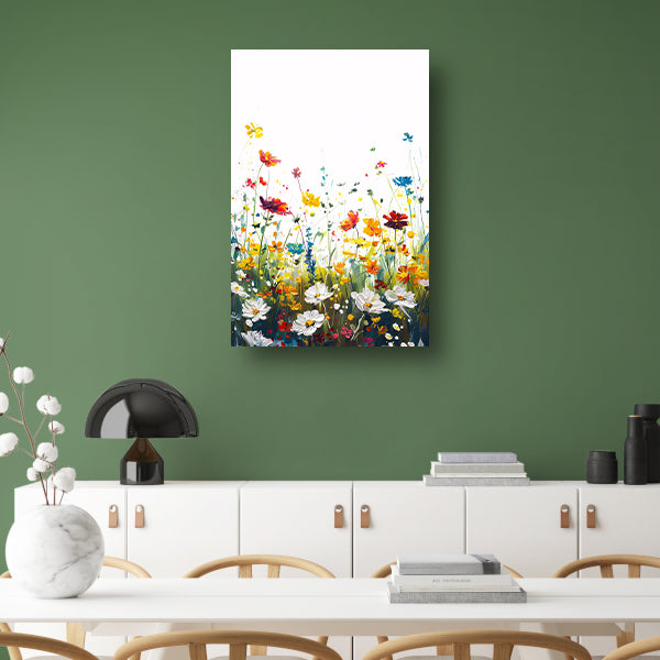 Impressionistisch schilderij van kleurrijk bloemenveld acrylglas