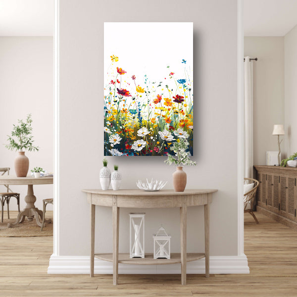 Impressionistisch schilderij van kleurrijk bloemenveld poster