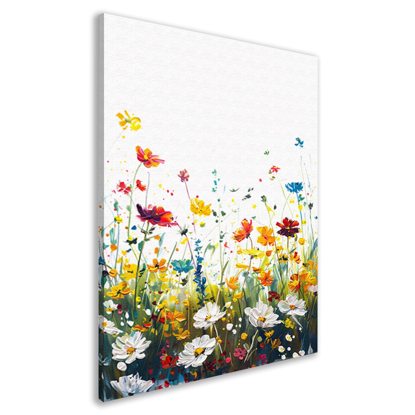 Impressionistisch schilderij van kleurrijk bloemenveld canvas