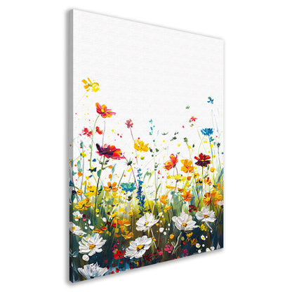 Impressionistisch schilderij van kleurrijk bloemenveld canvas