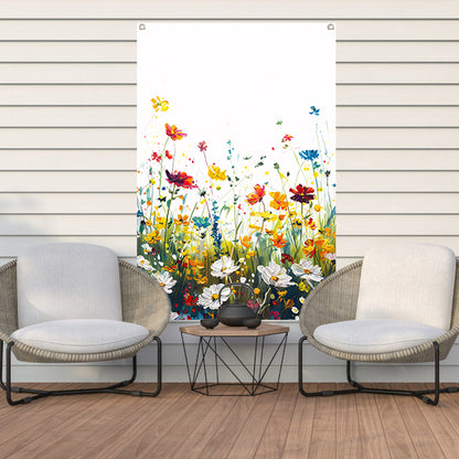 Impressionistisch schilderij van kleurrijk bloemenveld tuinposter