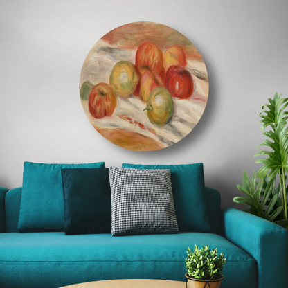 Appels en citroenen op een doek - Pierre-Auguste Renoir aluminium muurcirkel