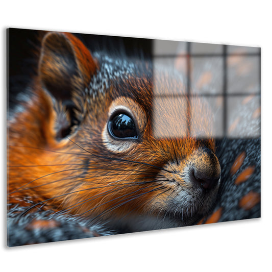 Gedetailleerde close-up van een eekhoorn acrylglas